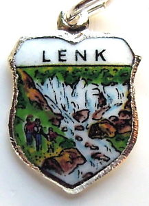 (image for) LENK, Switzerland - Siebenbrunnen Falls - Enamel Travel Shield Charm